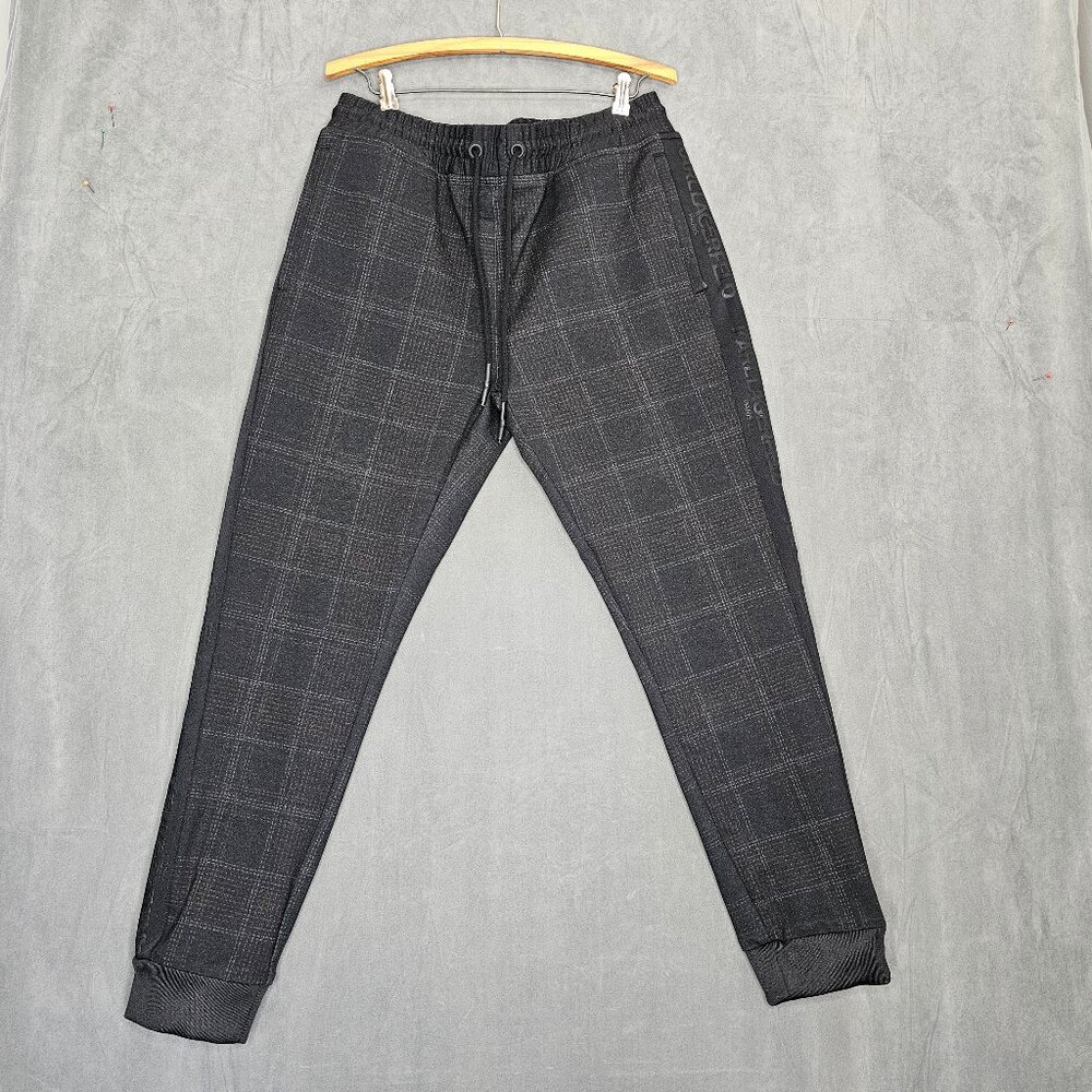Karl Lagerfeld Houndstooth Pull-On Pants Size 36"X27" XL Plaid Legging A5-1